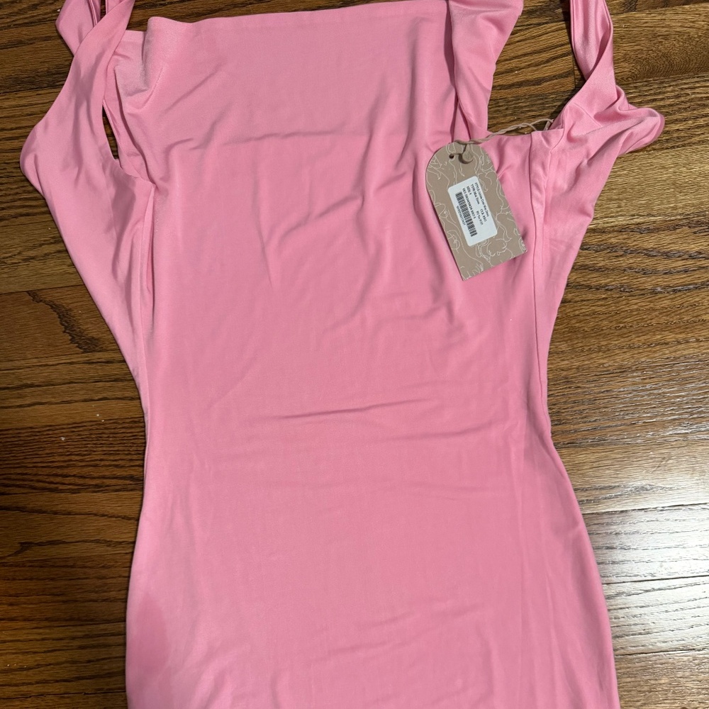 Open back pink dress